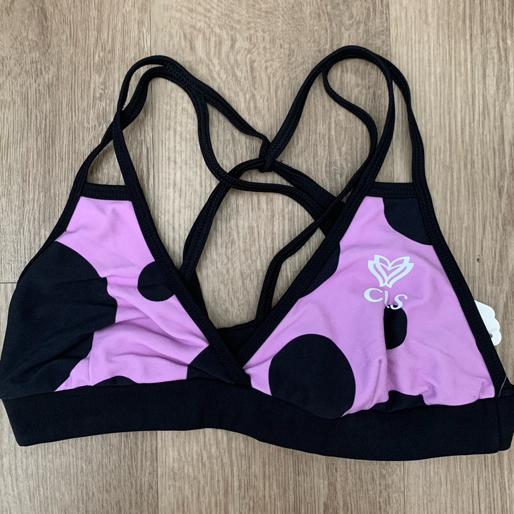 Women's Pink and Black Sports Bra